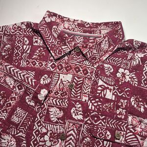 Tommy Bahama Men's Large Silk Blend Red Island‎ Zone Tropical Short Sleeve Shirt
